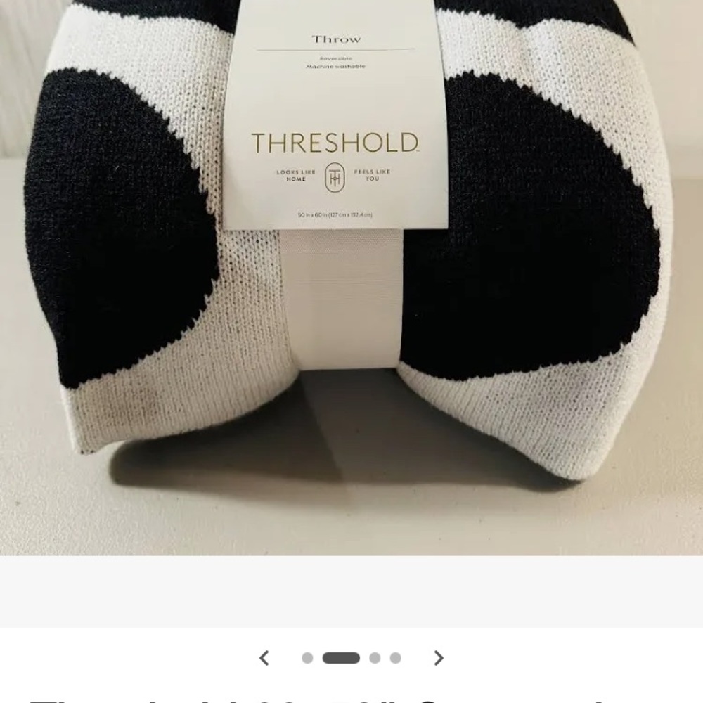 Threshold Knit Throw Blanke Geometric Jacquard Reversible Black & White NWT - Picture 5 of 6